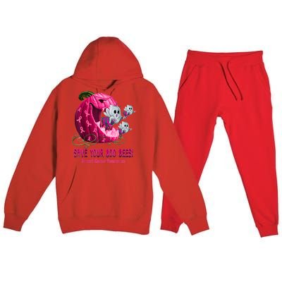 Breast Cancer Awareness Boos Pumpkin Save Your Boo Bees Gift Premium Hooded Sweatsuit Set