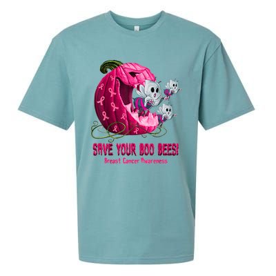 Breast Cancer Awareness Boos Pumpkin Save Your Boo Bees Gift Sueded Cloud Jersey T-Shirt