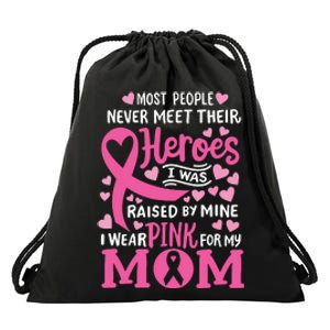 Breast Cancer Awareness Wear Pink For My Mom Support Kids Drawstring Bag