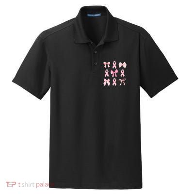 Breast Cancer Awareness Bow Ribbon Dry Zone Grid Polo