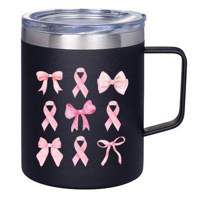 Breast Cancer Awareness Bow Ribbon 12oz Stainless Steel Coffee Mug