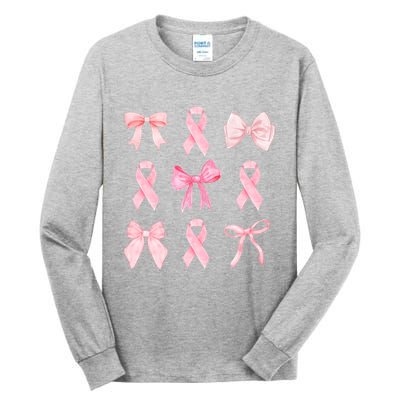 Breast Cancer Awareness Bow Ribbon Tall Long Sleeve T-Shirt