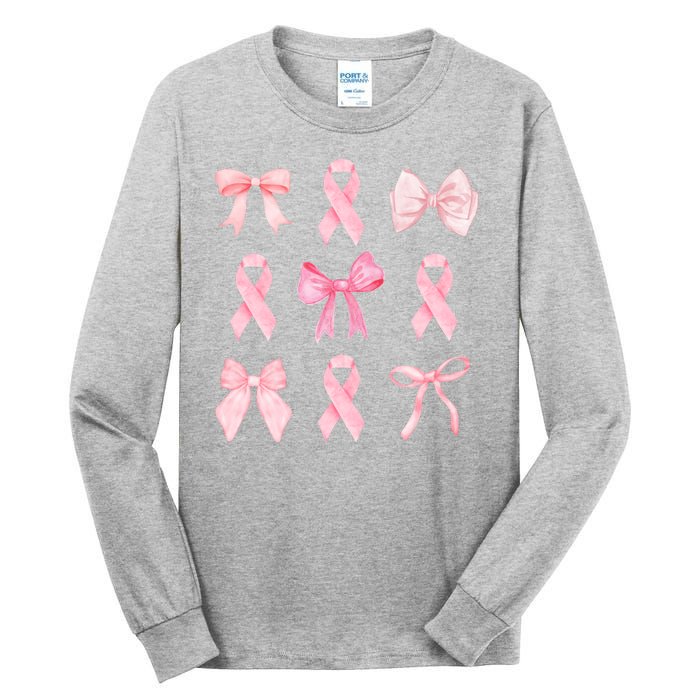 Breast Cancer Awareness Bow Ribbon Tall Long Sleeve T-Shirt