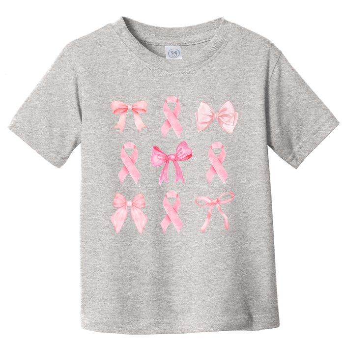 Breast Cancer Awareness Bow Ribbon Toddler T-Shirt