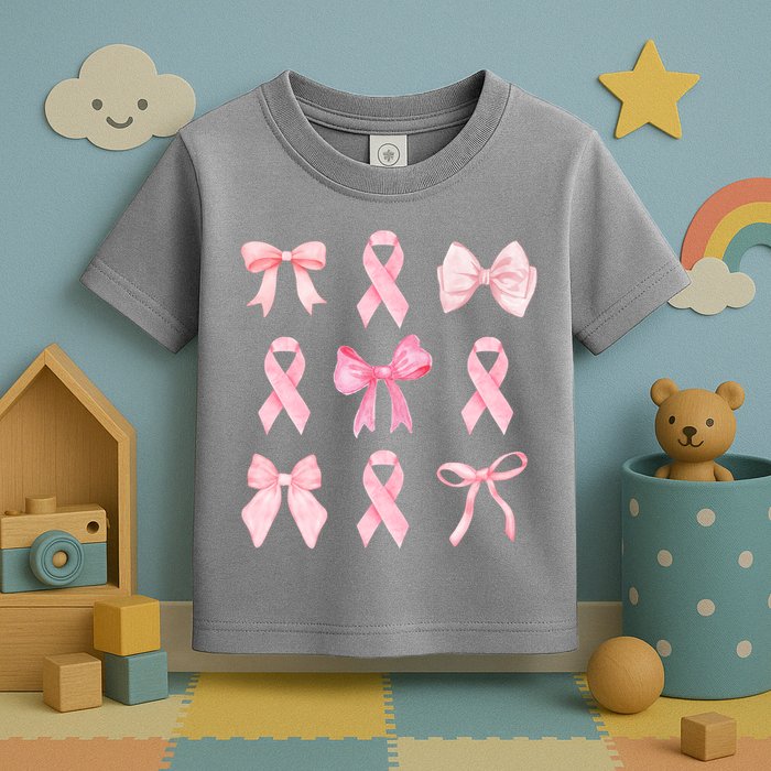 Breast Cancer Awareness Bow Ribbon Toddler T-Shirt