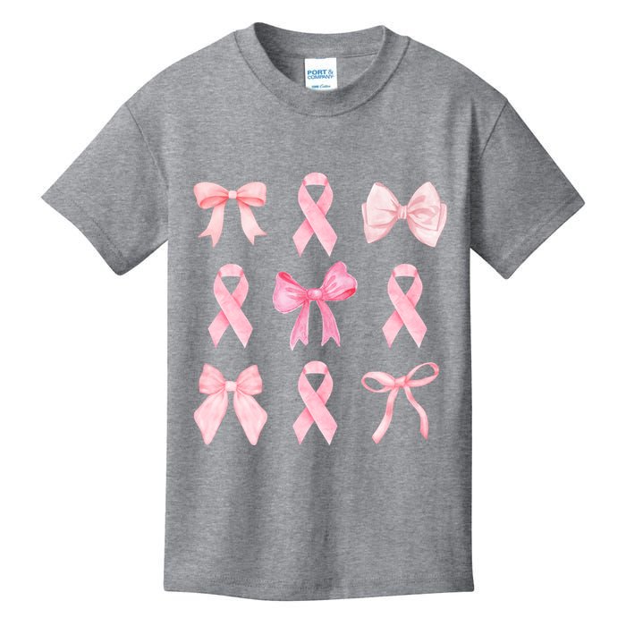 Breast Cancer Awareness Bow Ribbon Kids T-Shirt