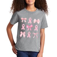 Breast Cancer Awareness Bow Ribbon Kids T-Shirt