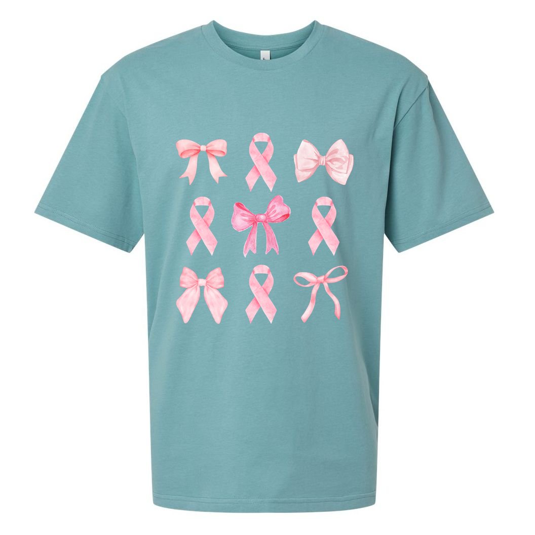 Breast Cancer Awareness Bow Ribbon Sueded Cloud Jersey T-Shirt