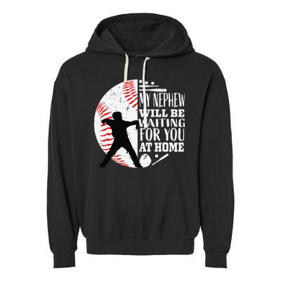 Baseball Catcher Aunt Uncle Nephew Sayings Quotes Graphic Garment-Dyed Fleece Hoodie