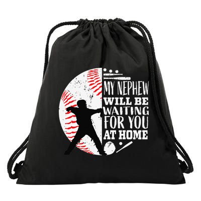 Baseball Catcher Aunt Uncle Nephew Sayings Quotes Graphic Drawstring Bag