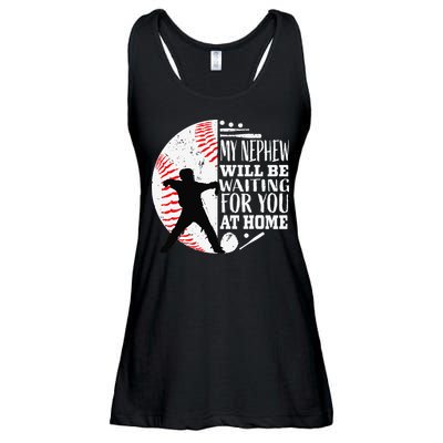Baseball Catcher Aunt Uncle Nephew Sayings Quotes Graphic Ladies Essential Flowy Tank