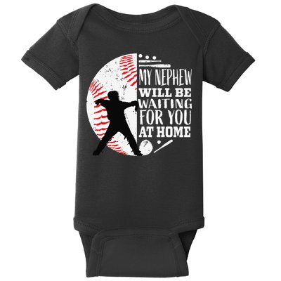Baseball Catcher Aunt Uncle Nephew Sayings Quotes Graphic Baby Bodysuit