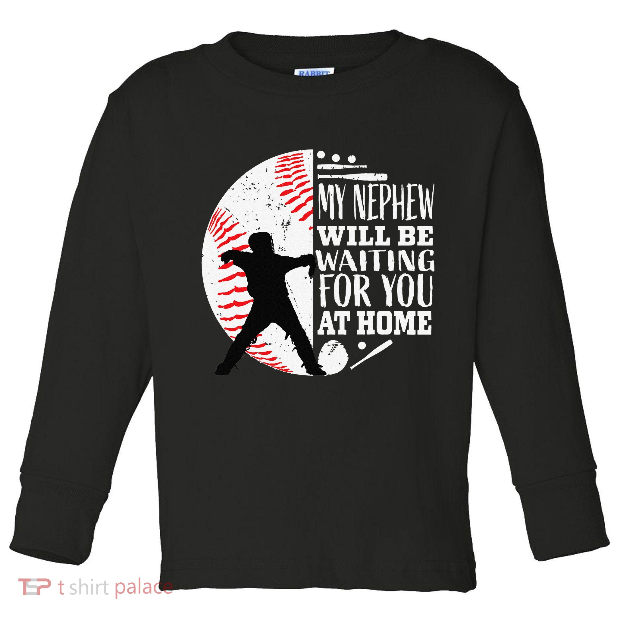 Baseball Catcher Aunt Uncle Nephew Sayings Quotes Graphic Toddler Long Sleeve Shirt