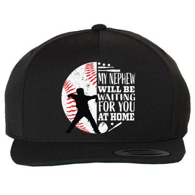 Baseball Catcher Aunt Uncle Nephew Sayings Quotes Graphic Wool Snapback Cap
