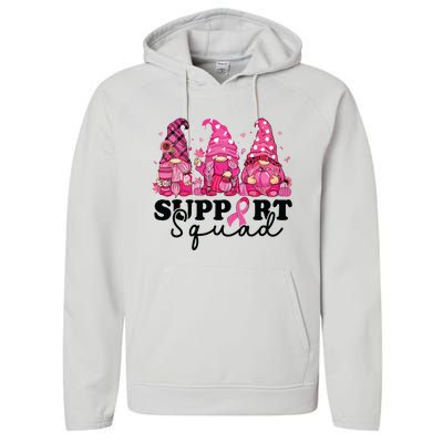 Breast Cancer Awareness For Gnomes Support Squad Performance Fleece Hoodie