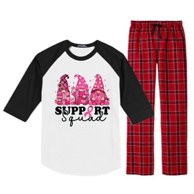 Breast Cancer Awareness For Gnomes Support Squad Raglan Sleeve Pajama Set