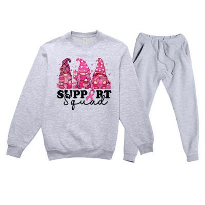 Breast Cancer Awareness For Gnomes Support Squad Premium Crewneck Sweatsuit Set