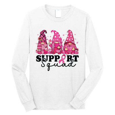 Breast Cancer Awareness For Gnomes Support Squad Long Sleeve Shirt