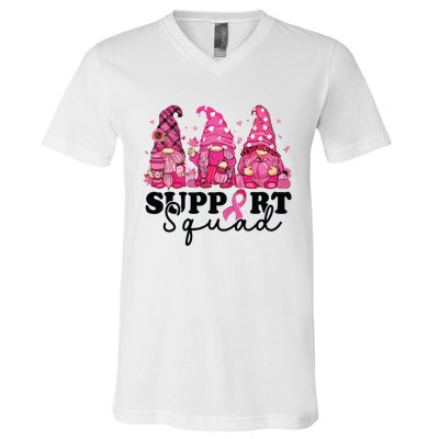 Breast Cancer Awareness For Gnomes Support Squad V-Neck T-Shirt