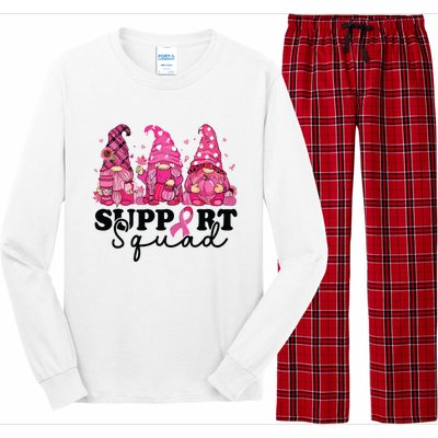 Breast Cancer Awareness For Gnomes Support Squad Long Sleeve Pajama Set