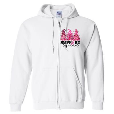 Breast Cancer Awareness For Gnomes Support Squad Full Zip Hoodie