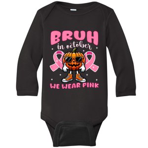 Breast Cancer Awareness For Girl Boy Halloween Pumpkin Baby Long Sleeve Bodysuit