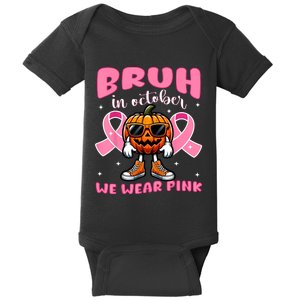 Breast Cancer Awareness For Girl Boy Halloween Pumpkin Baby Bodysuit