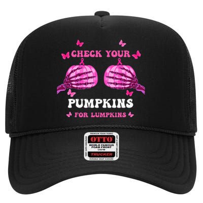 Breast Cancer Awareness Boos Pumpkin Save Your Boo Bees High Crown Mesh Back Trucker Hat