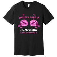 Breast Cancer Awareness Boos Pumpkin Save Your Boo Bees Premium T-Shirt