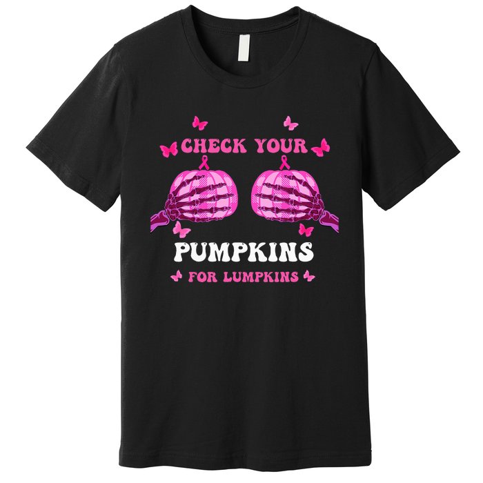 Breast Cancer Awareness Boos Pumpkin Save Your Boo Bees Premium T-Shirt