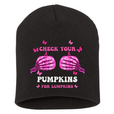 Breast Cancer Awareness Boos Pumpkin Save Your Boo Bees Short Acrylic Beanie