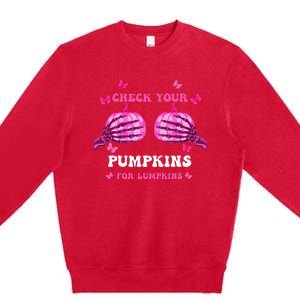 Breast Cancer Awareness Boos Pumpkin Save Your Boo Bees Premium Crewneck Sweatshirt