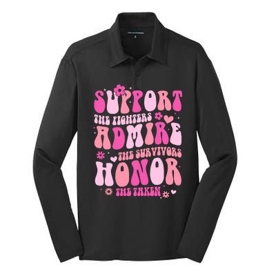 Breast Cancer Awareness Support Admire Honor Silk Touch Performance Long Sleeve Polo