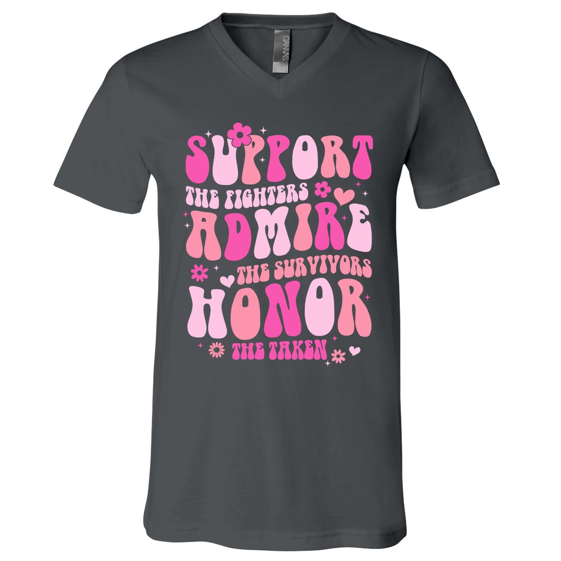 Breast Cancer Awareness Support Admire Honor V-Neck T-Shirt