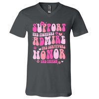 Breast Cancer Awareness Support Admire Honor V-Neck T-Shirt