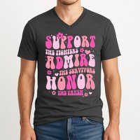 Breast Cancer Awareness Support Admire Honor V-Neck T-Shirt