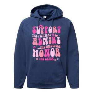 Breast Cancer Awareness Support Admire Honor Performance Fleece Hoodie