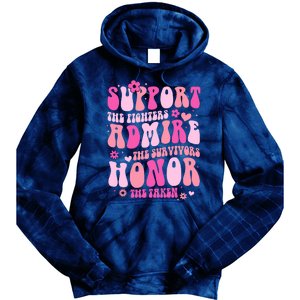 Breast Cancer Awareness Support Admire Honor Tie Dye Hoodie