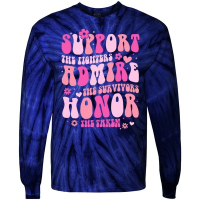 Breast Cancer Awareness Support Admire Honor Tie-Dye Long Sleeve Shirt