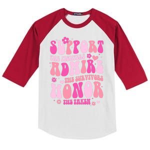 Breast Cancer Awareness Support Admire Honor Kids Colorblock Raglan Jersey