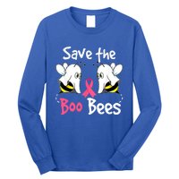 Breast Cancer Awareness Save Boo Bees Funny Halloween Gift Long Sleeve Shirt