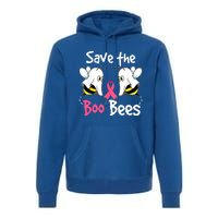 Breast Cancer Awareness Save Boo Bees Funny Halloween Gift Premium Hoodie