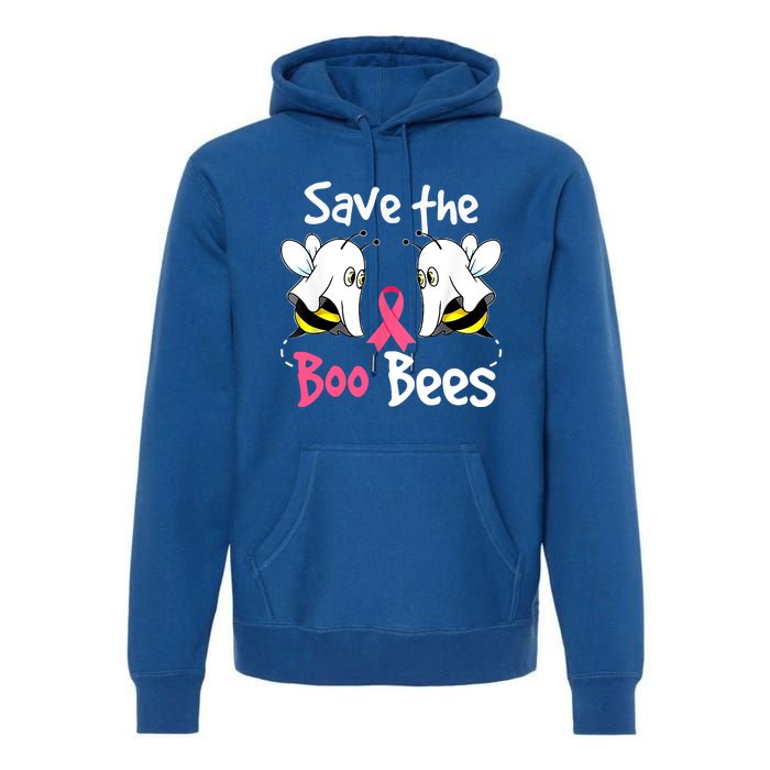 Breast Cancer Awareness Save Boo Bees Funny Halloween Gift Premium Hoodie