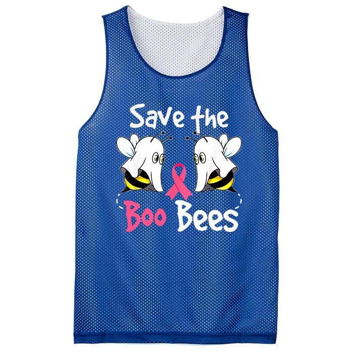 Breast Cancer Awareness Save Boo Bees Funny Halloween Gift Mesh Reversible Basketball Jersey Tank