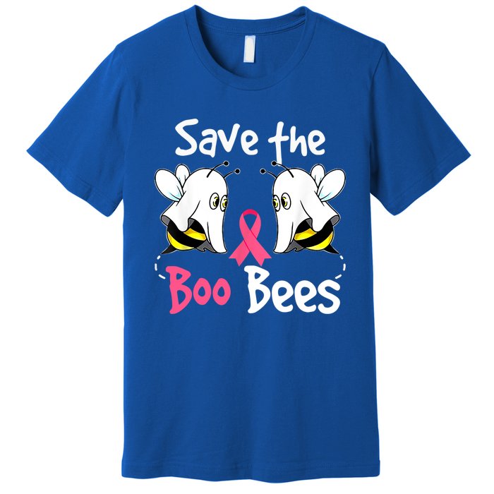 Breast Cancer Awareness Save Boo Bees Funny Halloween Gift Premium T-Shirt