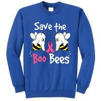 Breast Cancer Awareness Save Boo Bees Funny Halloween Gift Tall Sweatshirt