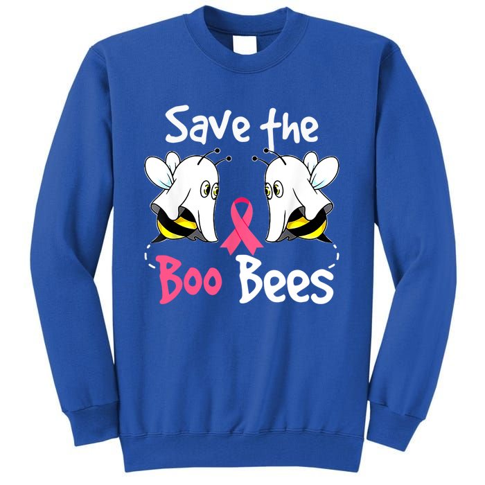 Breast Cancer Awareness Save Boo Bees Funny Halloween Gift Tall Sweatshirt