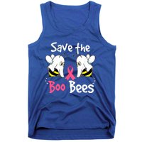 Breast Cancer Awareness Save Boo Bees Funny Halloween Gift Tank Top