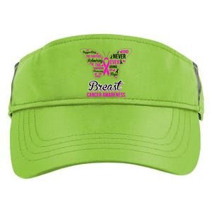 Breast Cancer Awareness Pink Butterfly Ribbon Quotes Adult Drive Performance Visor