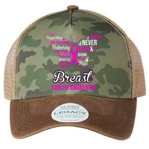 Breast Cancer Awareness Pink Butterfly Ribbon Quotes Legacy Tie Dye Trucker Hat